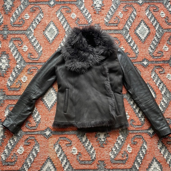 All Saints Caradon Shearling Jacket US 0 - Picture 1 of 9